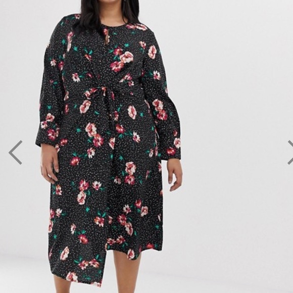 ASOS Curve Dresses & Skirts - NWT Asos knot front asymmetric wrap floral dress